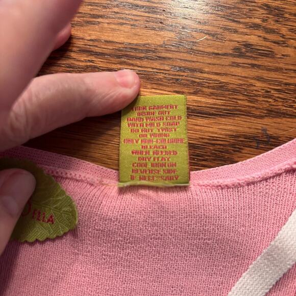 Prima Bella Sweater Pink Women's Size L Square neck 3/4 sleeve Preppy - Picture 4 of 7